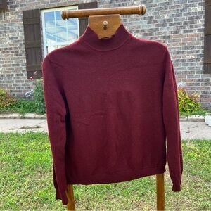 Vintage Maroon Italian Merino Wool Mock Turtleneck Sweater by John Ashford